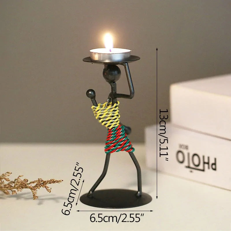 Llanos - Metal Abstract Character Candle Holder