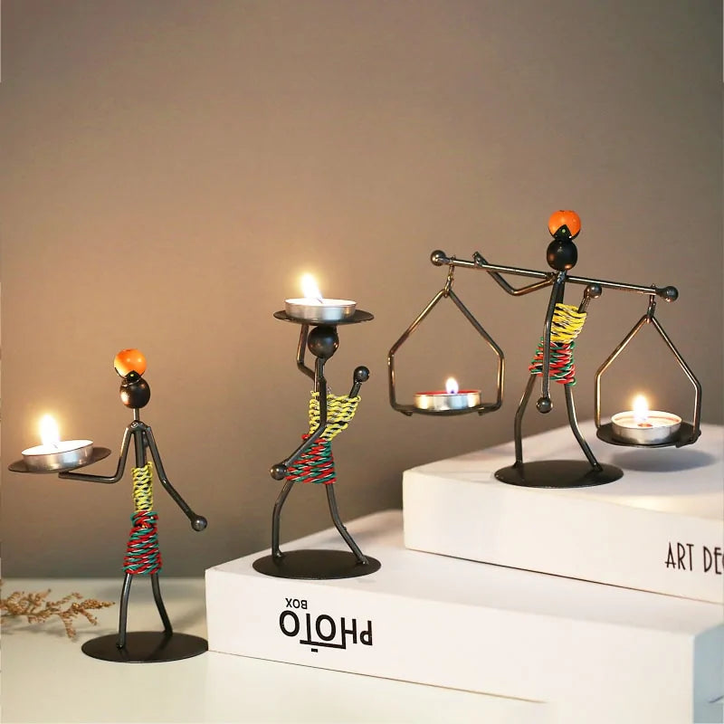 Llanos - Metal Abstract Character Candle Holder