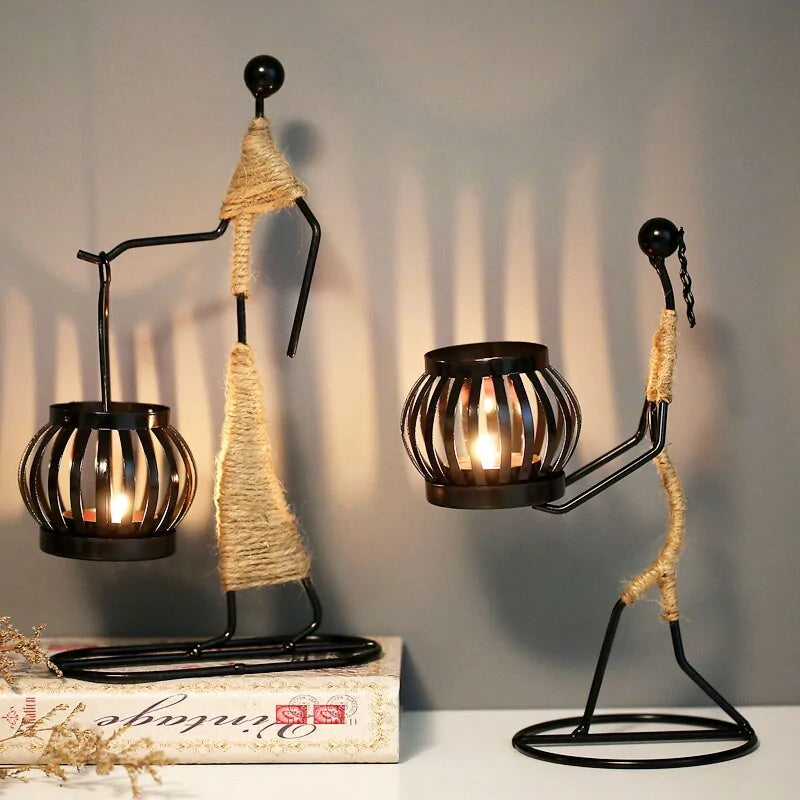 Llanos - Metal Abstract Character Candle Holder