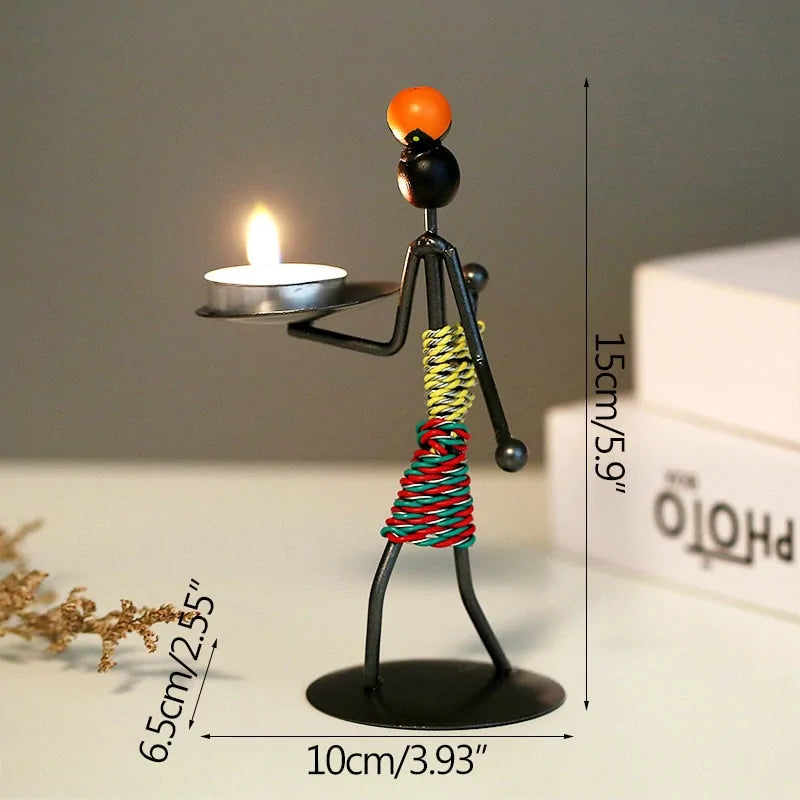 Llanos - Metal Abstract Character Candle Holder