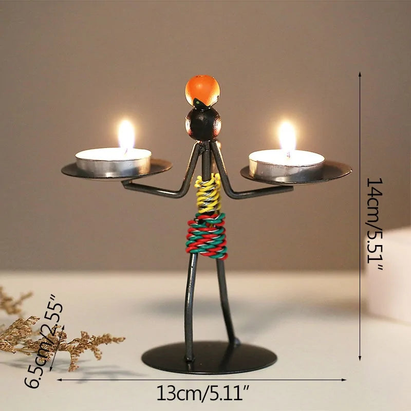 Llanos - Metal Abstract Character Candle Holder
