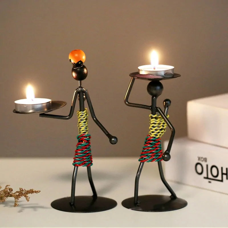 Llanos - Metal Abstract Character Candle Holder